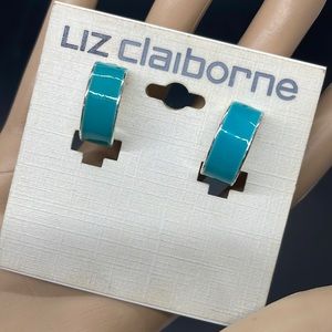 Vintage y2k Liz Claiborne turquoise clip on hoop hoops earrings NWT